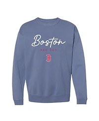 Soft As A Grape Women's Boston Red Sox Pigment Dye Crewneck Cotton-Blend Pullover Sweatshirt