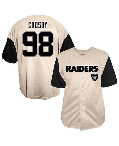 Fanatics Men's Maxx Crosby Cream Las Vegas Raiders Big Tall Baseball Button-Up Shirt