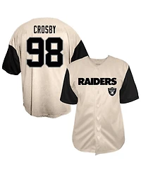 Fanatics Men's Maxx Crosby Cream Las Vegas Raiders Big Tall Baseball Button-Up Shirt
