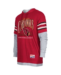 New Era Men's Cardinal Arizona Cardinals Twofer Long Sleeve Hooded T-Shirt