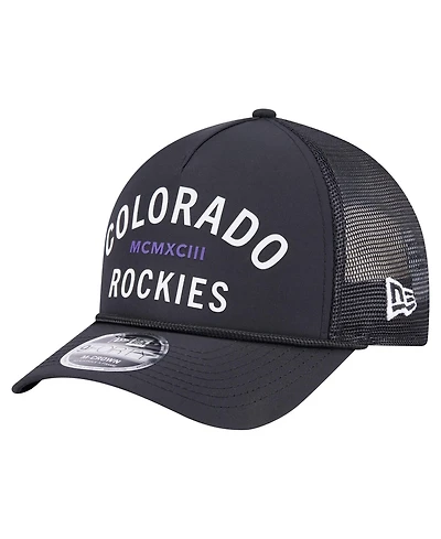 New Era Men's Black Colorado Rockies Minimalist 9FORTY A-Frame Adjustable Hat