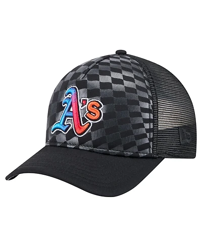 New Era Men's Black Athletics Gradient 9FORTY A-Frame M-Crown Trucker Adjustable Hat