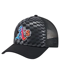 New Era Men's Black Athletics Gradient 9FORTY A-Frame M-Crown Trucker Adjustable Hat