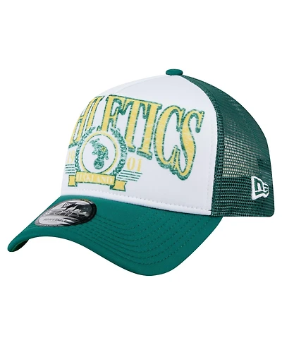 New Era Men's White/Kelly Green Oakland Athletics Cooperstown Collection Trucker A-Frame 9FORTY Adjustable Hat