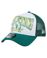 New Era Men's White/Kelly Green Oakland Athletics Cooperstown Collection Trucker A-Frame 9FORTY Adjustable Hat