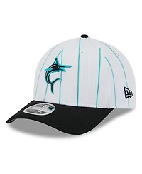 New Era Men's White/Black Miami Marlins 2025 Batting Practice 9FORTY M-Crown Adjustable Hat