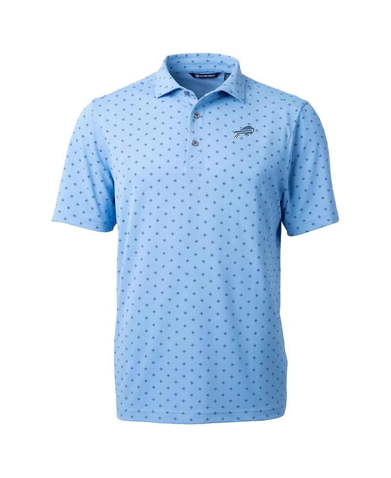 Cutter & Buck Men's Powder Blue Buffalo Bills Virtue Eco Pique Tile Print Polo Shirt