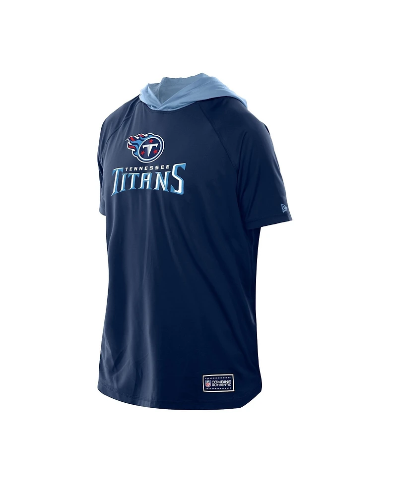 New Era Men's Navy Tennessee Titans Combine Authentic Hooded Raglan Short-Sleeve T-Shirt