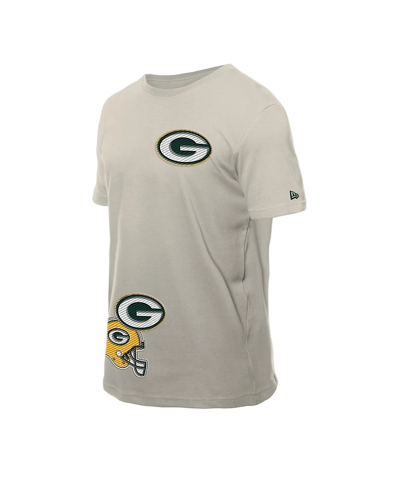 New Era Men's Light Beige Green Bay Packers Multi Patch T-Shirt