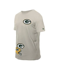 New Era Men's Light Beige Green Bay Packers Multi Patch T-Shirt