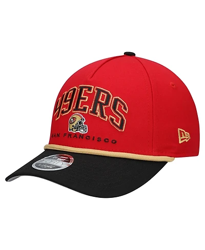 New Era Big Boys and Girls Scarlet/Black San Francisco 49ers Arch Coolera 9FORTY A-Frame Adjustable Hat
