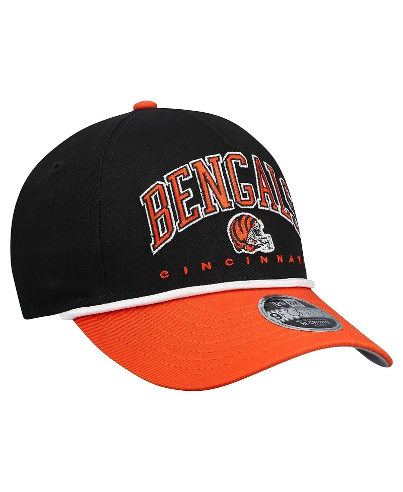 New Era Big Boys and Girls Black/Orange Cincinnati Bengals Arch Coolera 9FORTY A-Frame Adjustable Hat