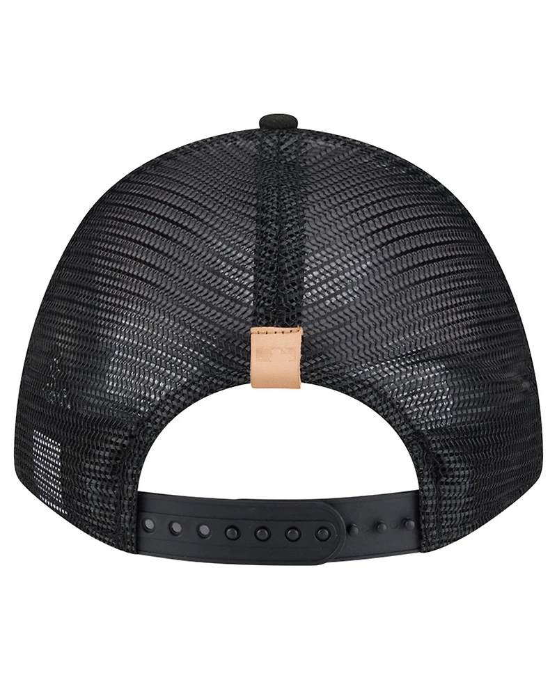 New Era Men's Stone/Black San Francisco Giants Text A-Frame Trucker 9FORTY Hat
