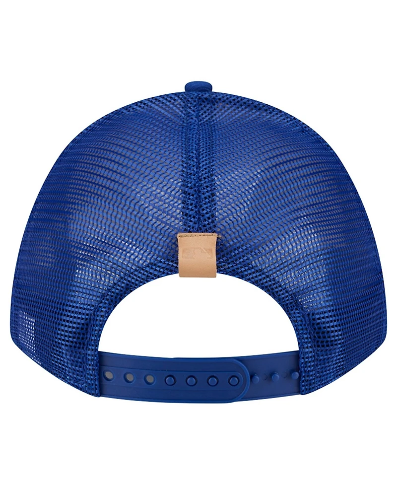 New Era Men's Stone/Royal New York Mets Text A-Frame Trucker 9FORTY Hat