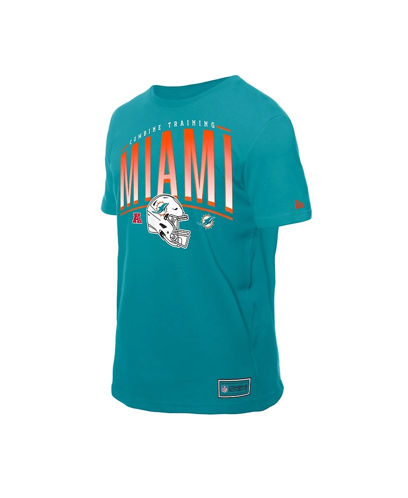 New Era Men's Aqua Miami Dolphins Combine Authentic Training Throwback T-Shirt
