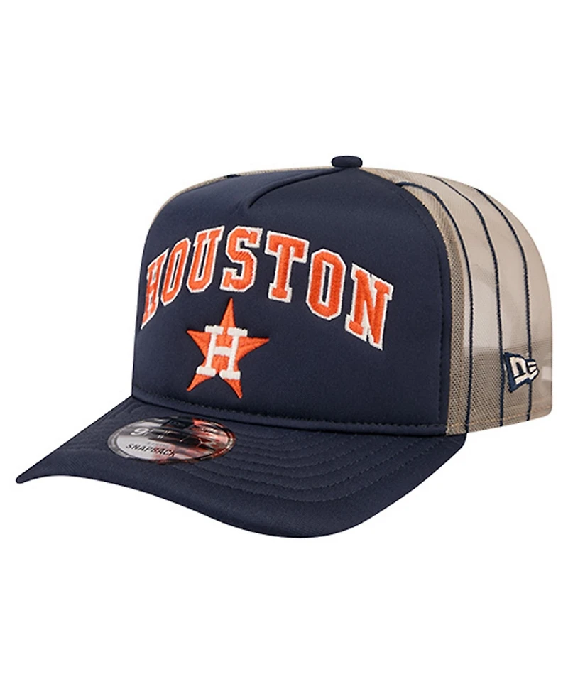 New Era Men's Navy Houston Astros Vintage Arched Foam Front 9FIFTY A-Frame Adjustable Trucker Hat