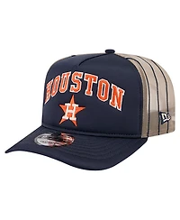 New Era Men's Navy Houston Astros Vintage Arched Foam Front 9FIFTY A-Frame Adjustable Trucker Hat