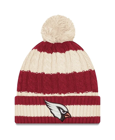 New Era Women's Natural Arizona Cardinals 2025 Rivalries Collection Braided Cuffed Pom with Knit Hat