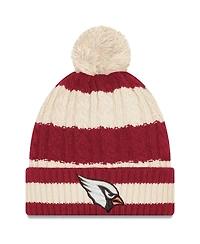 New Era Women's Natural Arizona Cardinals 2025 Rivalries Collection Braided Cuffed Pom with Knit Hat