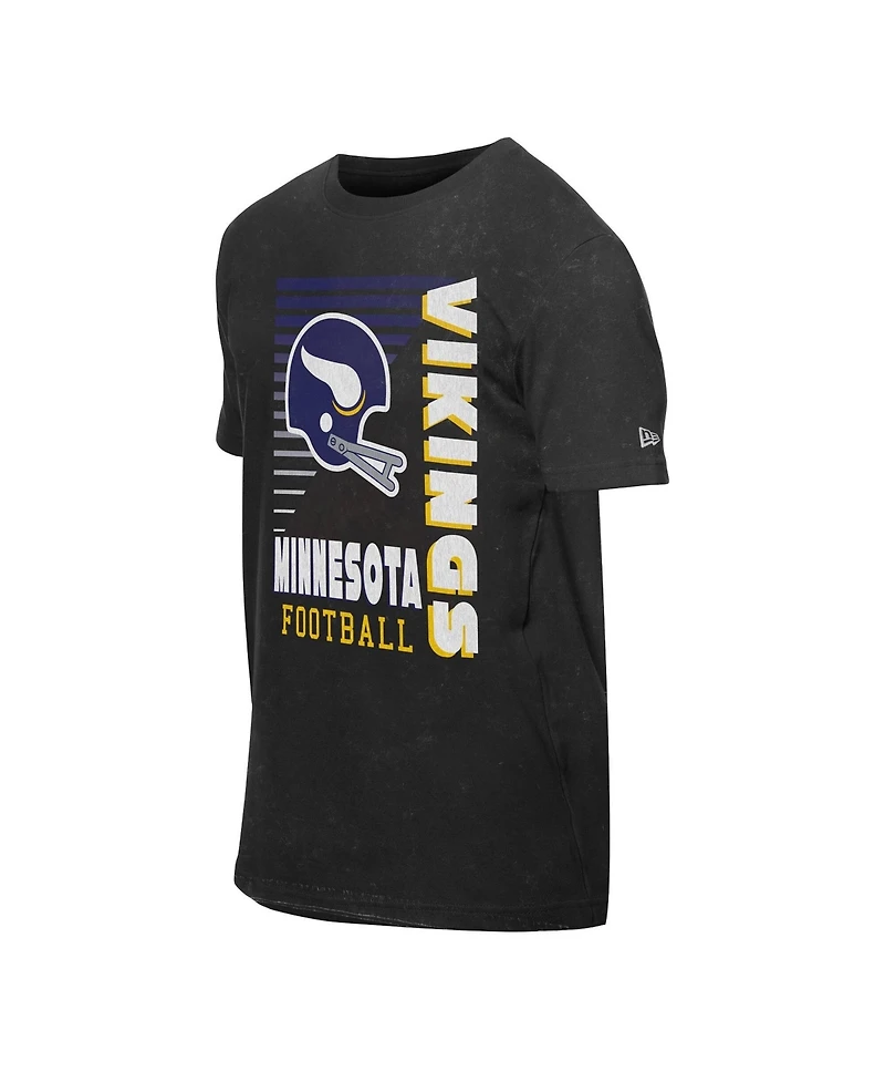 New Era Men's Black Minnesota Vikings Retro Logo Enzyme Washed Oversized T-Shirt