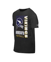New Era Men's Black Minnesota Vikings Retro Logo Enzyme Washed Oversized T-Shirt
