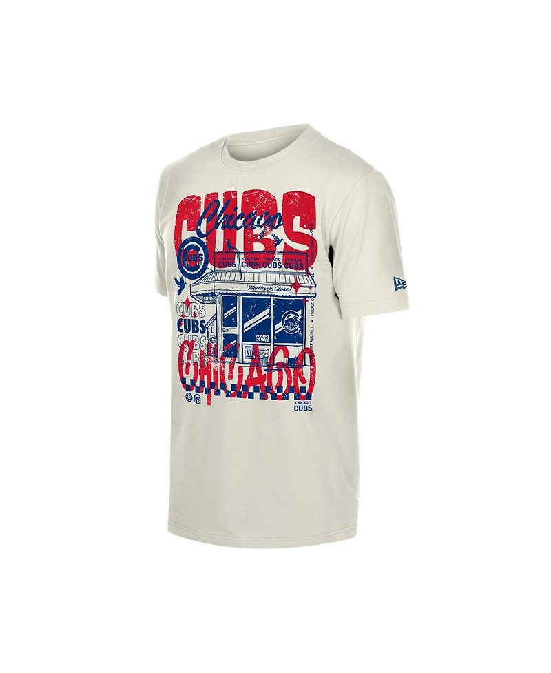 New Era Men's Cream Chicago Cubs Injection Lifestyle Foodie Fashion T-Shirt