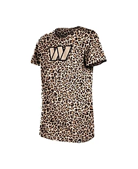 New Era Big Girls Tan Washington Commanders Mom Me Leopard T-Shirt