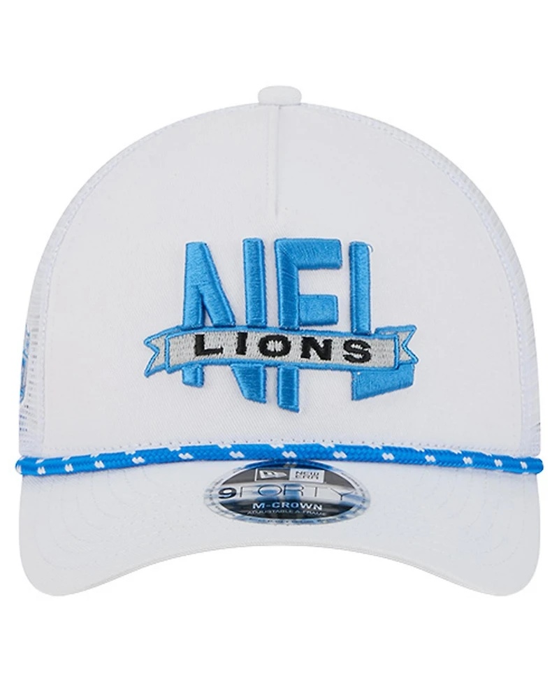 New Era Men's White Detroit Lions Nfl 9FORTY A-Frame M-Crown Adjustable Trucker Hat