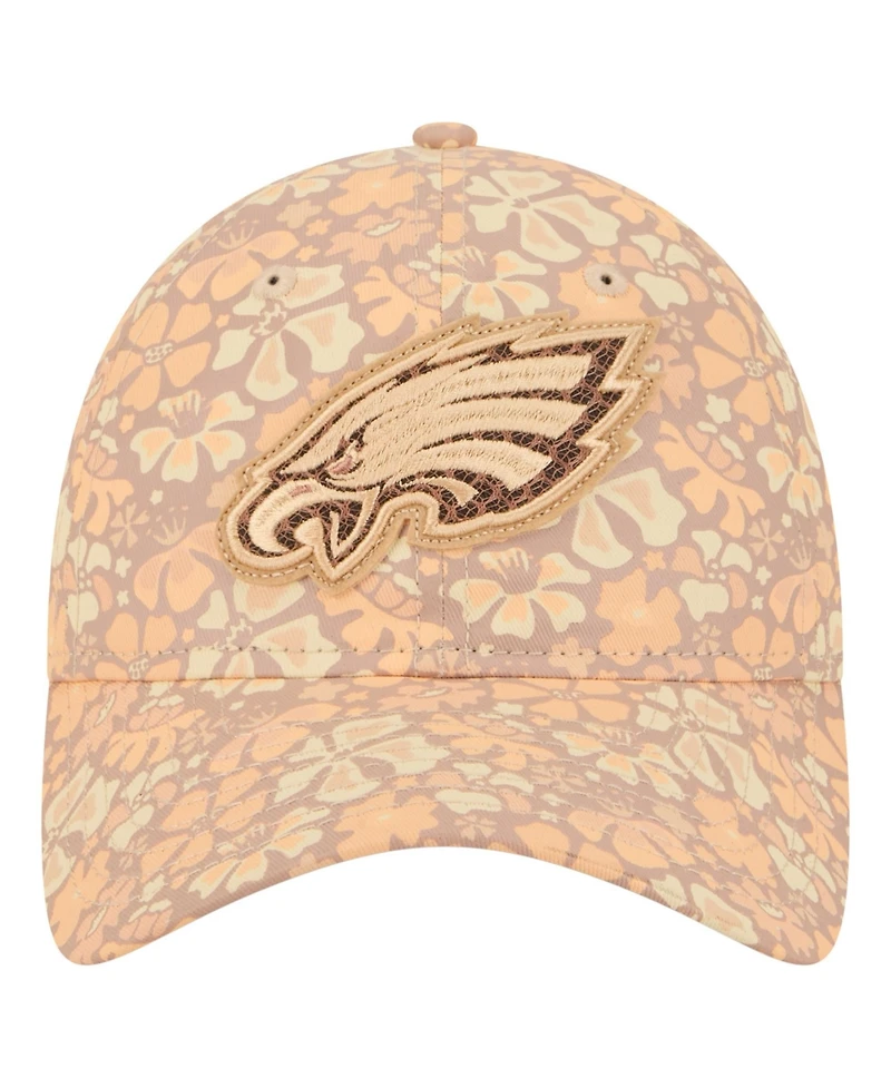 New Era Women's Tan Philadelphia Eagles Floral 9TWENTY Adjustable Hat