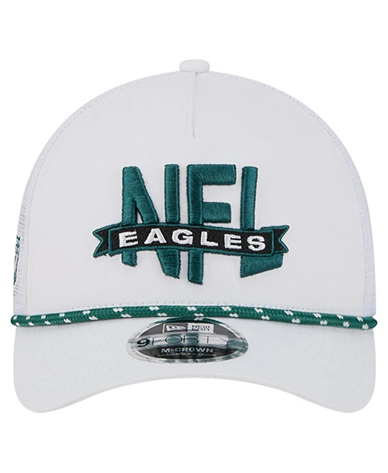 New Era Men's White Philadelphia Eagles Nfl 9FORTY A-Frame M-Crown Adjustable Trucker Hat