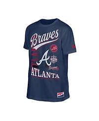 New Era Men's Navy Atlanta Braves Oversized Throwback Distressed T-Shirt