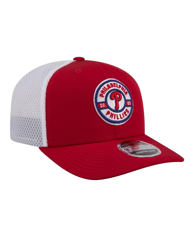 New Era Men's Red Philadelphia Phillies Active 9SEVENTY Adjustable Trucker Hat
