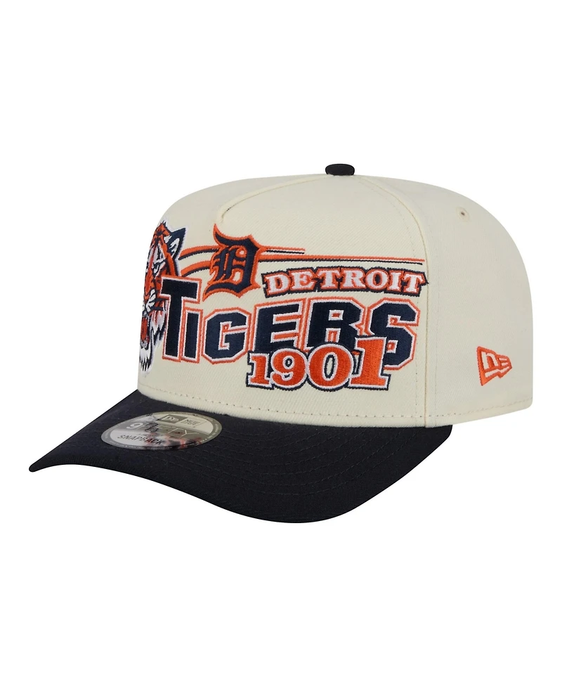 New Era Men's Cream/Navy Detroit Tigers Classic A-Frame 9FIFTY Snapback Hat
