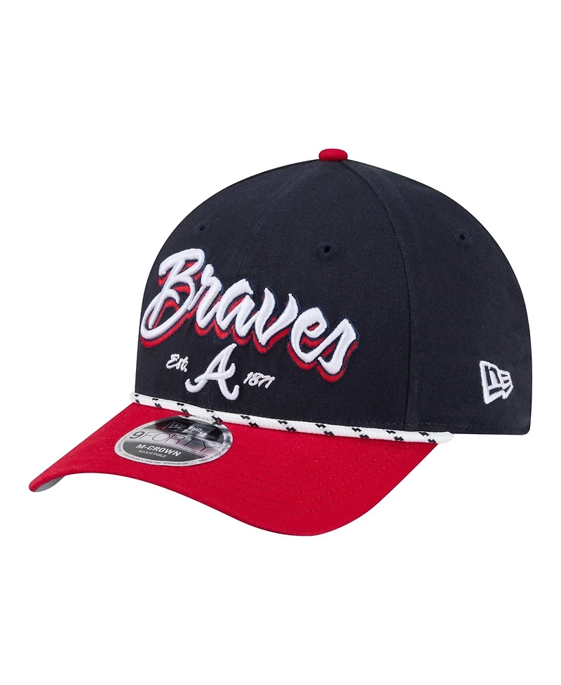 New Era Men's Navy/Red Atlanta Braves Team Loyal 9FORTY M-Crown Adjustable Hat