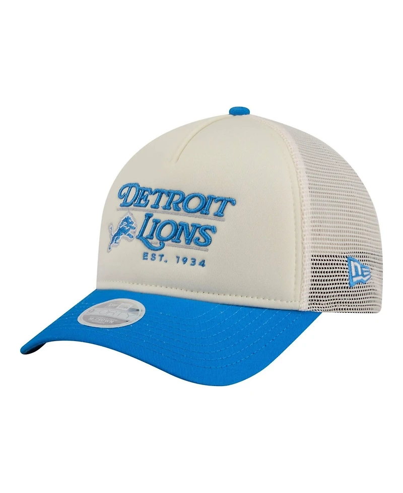 New Era Women's Cream/Blue Detroit Lions Retro A-Frame 9FORTY Adjustable Hat