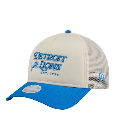 New Era Women's Cream/Blue Detroit Lions Retro A-Frame 9FORTY Adjustable Hat