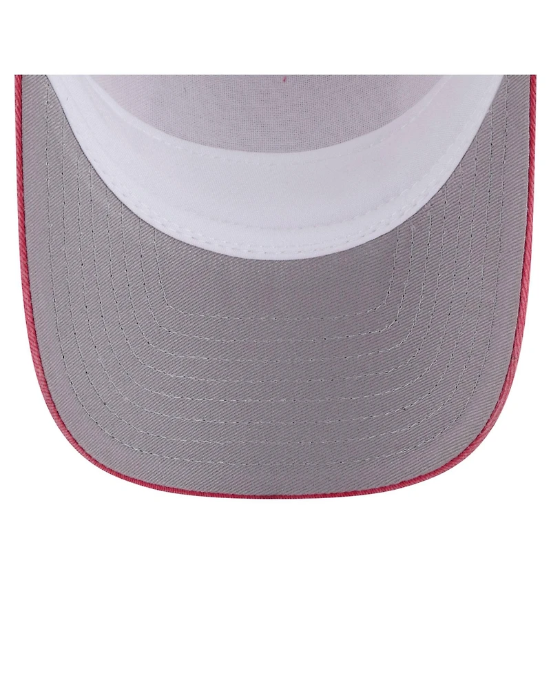 New Era Men's Light Beige/Red Philadelphia Phillies Frayed M-Crown A-Frame 9FORTY Trucker Adjustable Hat