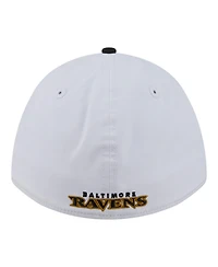New Era Men's White/Black Baltimore Ravens Patch 39THIRTY A-Frame M-Crown Perforated Flex Hat
