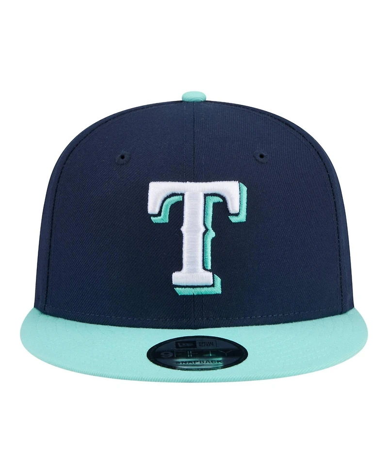New Era Men's Navy/Turquoise Texas Rangers Two-Tone Color Pack 9FIFTY Snapback Hat