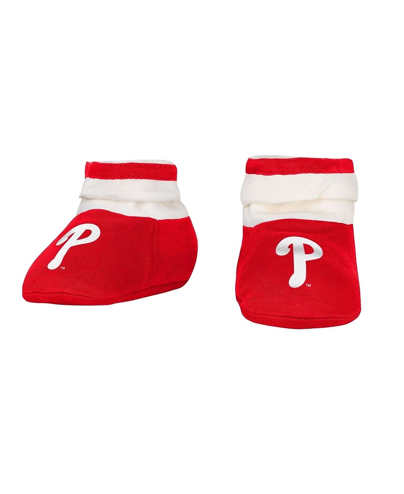 Outerstuff Baby Boys and Girls Red Philadelphia Phillies Up One Three-Piece Bodysuit, Bib Booties Set