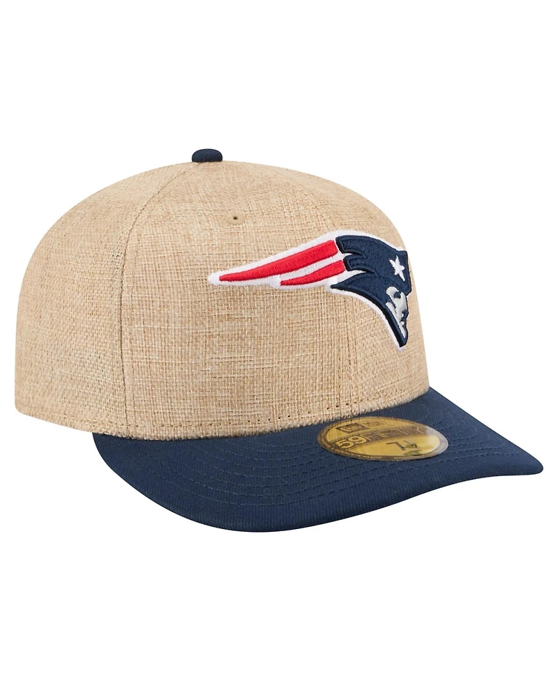 New Era Men's Natural/Navy England Patriots Pre-Curved Twine 59FIFTY Fitted Hat