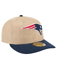 New Era Men's Natural/Navy England Patriots Pre-Curved Twine 59FIFTY Fitted Hat