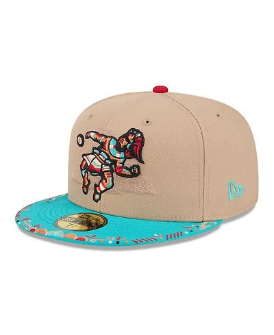 New Era Men's Light Beige/Light Blue Pensacola Wahoo's 2026 Copa De La Diversion 59FIFTY Fitted Hat
