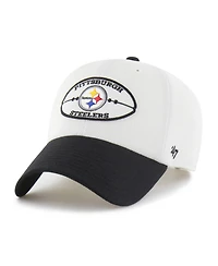 47 Brand Men's White/Black Pittsburgh Steelers Pique Patch Clean Up Adjustable Hat