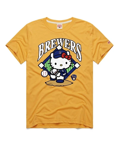 Homage Men's and Women's Gold Milwaukee Brewers Hello Kitty Tri-Blend T-Shirt
