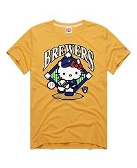 Homage Men's and Women's Gold Milwaukee Brewers Hello Kitty Tri-Blend T-Shirt