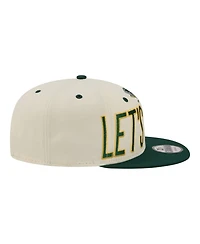 New Era Men's Cream Athletics Oversized Slogan 9FIFTY Snapback Hat
