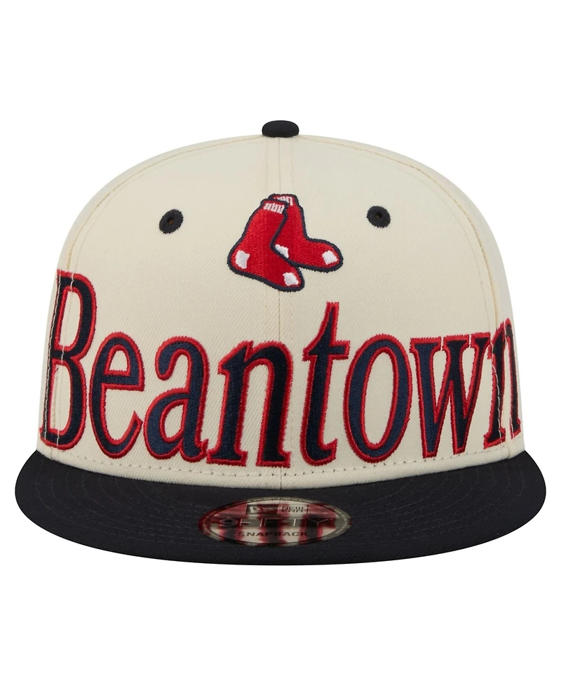 New Era Men's Cream Boston Red Sox Oversized Slogan 9FIFTY Snapback Hat