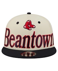 New Era Men's Cream Boston Red Sox Oversized Slogan 9FIFTY Snapback Hat