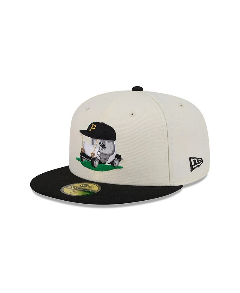 New Era Men's Cream/Black Pittsburgh Pirates Bullpen Cart 59FIFTY Fitted Hat